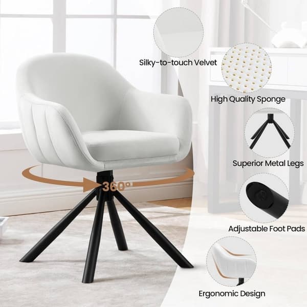 Rootz drejeligt spisebordsstolesæt - Fløjlsstol - Rullefrit design - Blød skumpolstring - Robuste metalben - Ergonomisk - 57x79x62cm