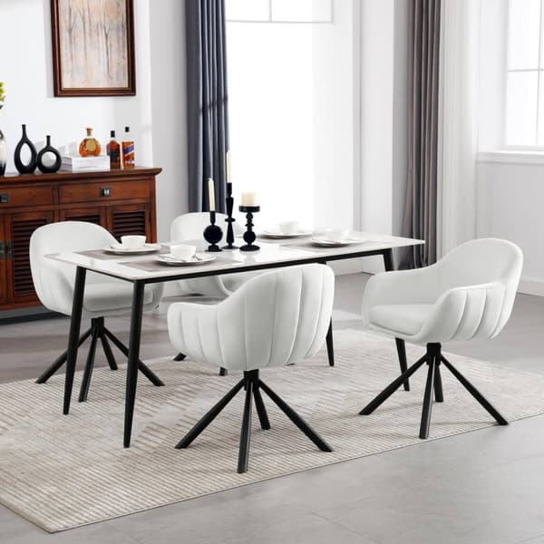 Rootz Drejelig spisestuestol - Kontorstol - Fløjlssæde - Ergonomisk ryglæn - Metalben - 57cm x 79cm x 62cm