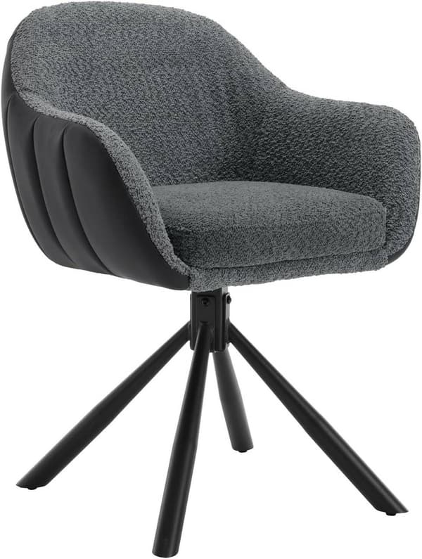 Rootz drejelig spisestuestol - 360° roterende stol - Boucle stof - Blød skumpolstring - Stabile metalben - 57cm x 79cm x 62cm