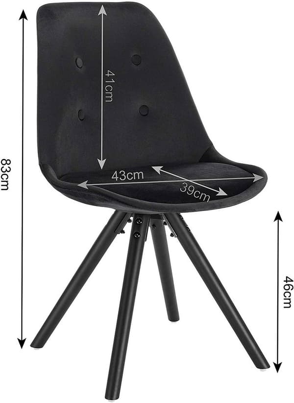 Rootz Velvet spisestuestolesæt - massive træben - polstrede stole - Ergonomisk design - 83cm x 43cm x 39cm