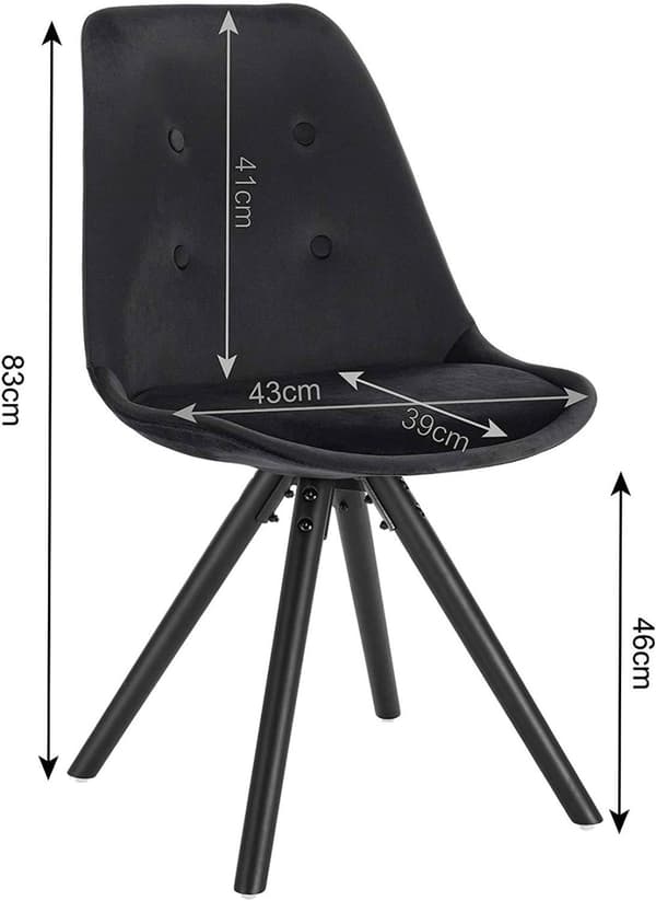 Rootz polstret spisestuestol - Skandinavisk stol - Fløjlsstol - Massivt træben - Ergonomisk design - 83cm x 41cm x 43cm