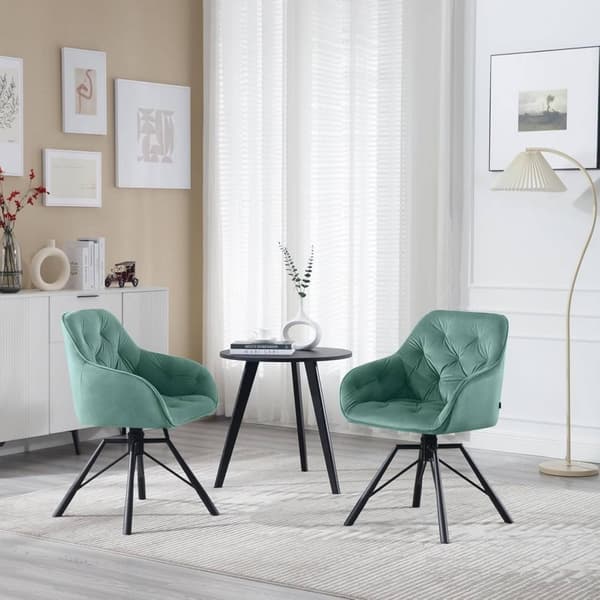 Rootz Drejelig Spisestuestol - Køkkenstol - Fløjlspolstret sæde - 360° drejeplade - Ergonomisk design - 57,5 ​​cm x 82,5 cm x 53 cm