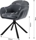 Miniatyrbillede 3 af 9: Rootz Drejelige spisestuestole - Fløjlslænestol - Rullefrit design - Blød skumpolstring - 57cm x 79cm x 62cm. Sæt med 2 - Mørkegrå & Beige