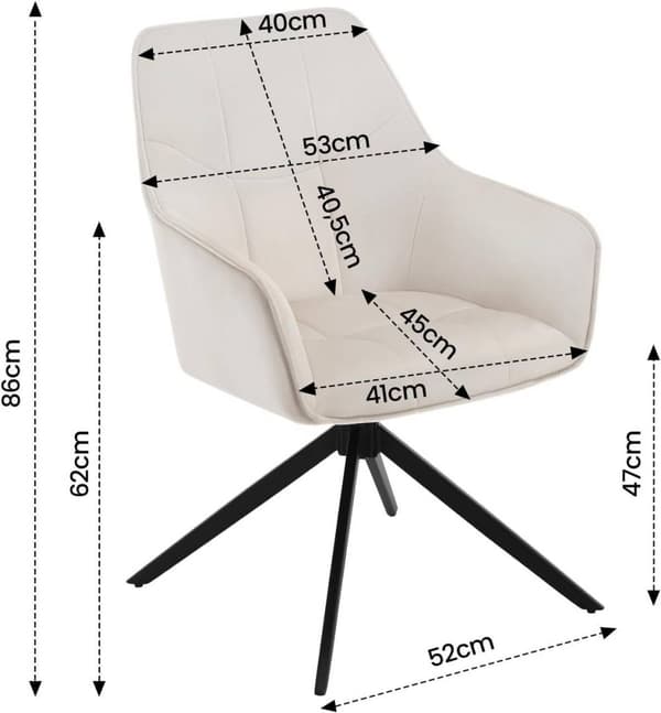 Rootz Velvet Dining Chair - Snurrstol - Vadderad stol - Ergonomisk design - 58cm x 86cm x 63,5cm