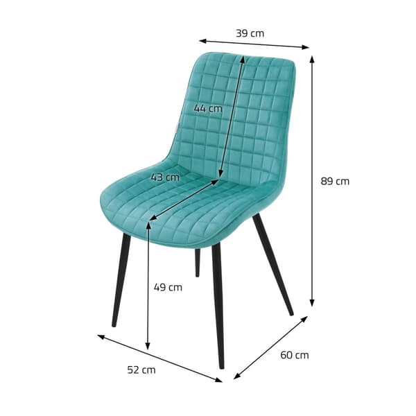 ML-Design ruokasalin tuolit 2 kpl, petroli, samettiistuin mustilla metallijaloilla, keittiön tuolit selkänojalla, olohuoneen tuolit, pehmustetut
