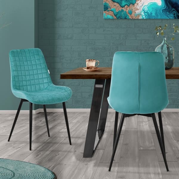 ML-Design ruokasalin tuolit 2 kpl, petroli, samettiistuin mustilla metallijaloilla, keittiön tuolit selkänojalla, olohuoneen tuolit, pehmustetut