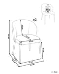 Miniatyrbilde 3 av 10: Sett med 2 Spisestoler Hvitt Stofftrekk Polstret Sete Slanke Metallben