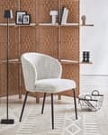 Miniatyrbilde 4 av 10: Sett med 2 Spisestoler Hvitt Stofftrekk Polstret Sete Slanke Metallben