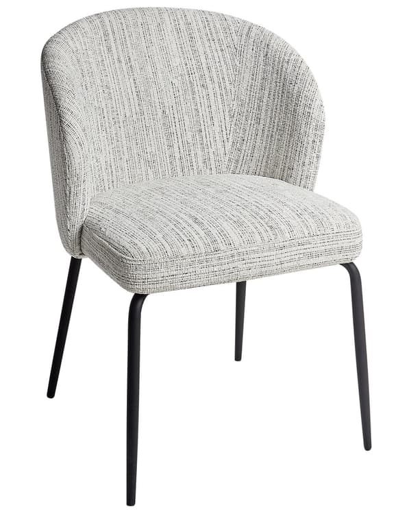 Sett med 2 Spisestoler Hvitt Stofftrekk Polstret Sete Slanke Metallben