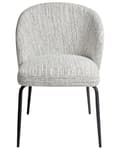 Miniatyrbilde 6 av 10: Sett med 2 Spisestoler Hvitt Stofftrekk Polstret Sete Slanke Metallben