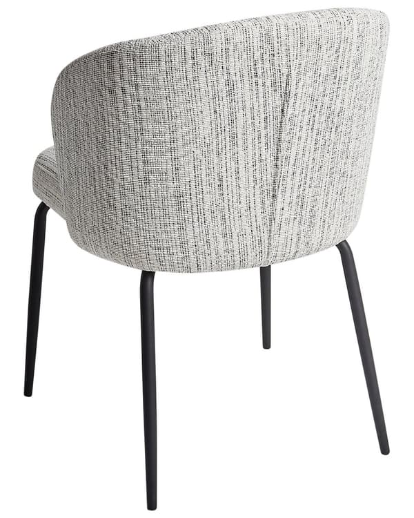 Sett med 2 Spisestoler Hvitt Stofftrekk Polstret Sete Slanke Metallben