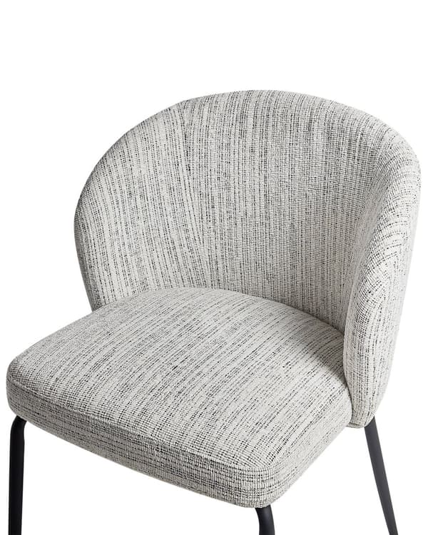 Sett med 2 Spisestoler Hvitt Stofftrekk Polstret Sete Slanke Metallben