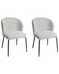 Miniatyrbilde 1 av 10: Sett med 2 Spisestoler Hvitt Stofftrekk Polstret Sete Slanke Metallben