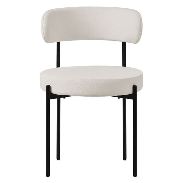 Spisebordsstol sæt af 6 med teddystof med ryglæn hvid Køkkenstol ML design
