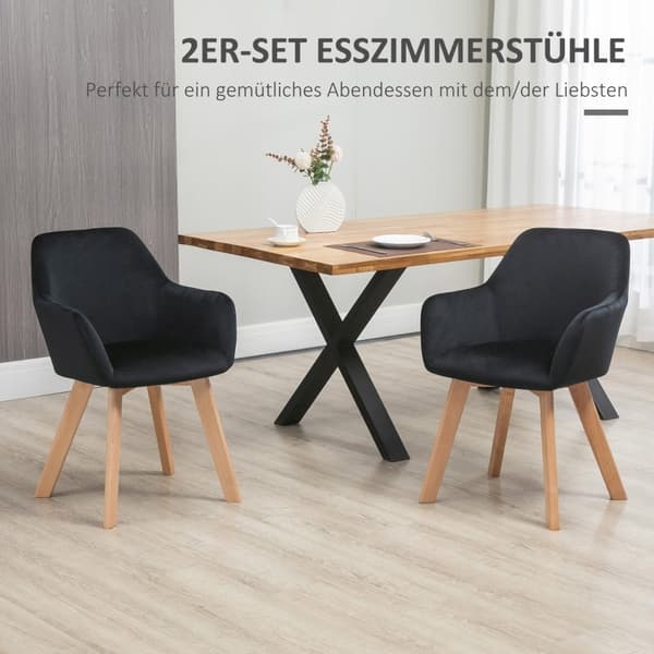 Rootz spisestuestolesæt - Polstret stol - Fløjlsstof - Gummitræben - Elegant design - 54cm x 57cm x 80cm