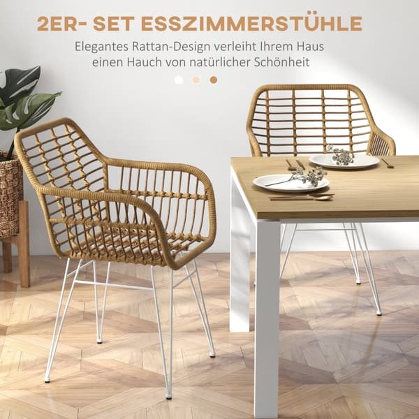 Rootz Rattan Spisestuestole - Køkkenstole - Fletmøbler - Komfortable siddepladser - 56cm x 60cm x 79cm