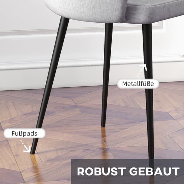Rootz polstret spisestuestol - minimalistisk stil - grå og sort - pletafvisende - 56 cm x 58,5 cm x 84,5 cm