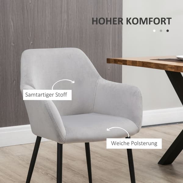 Rootz Sæt med 2 Velvet Spisestuestole - Køkkenstole - Polstrede stole - Komfortable siddepladser - 54cm x 57cm x 80cm