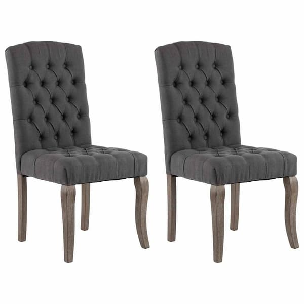 Matstolar 2 st grå linnedesign tyg