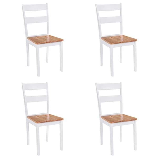Matstolar 4 st vit massivt gummiträ