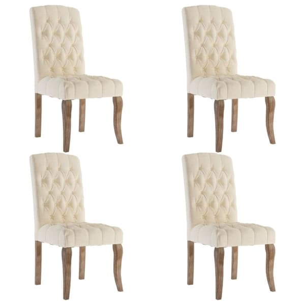 Matstolar 4 st beige linnedesign tyg