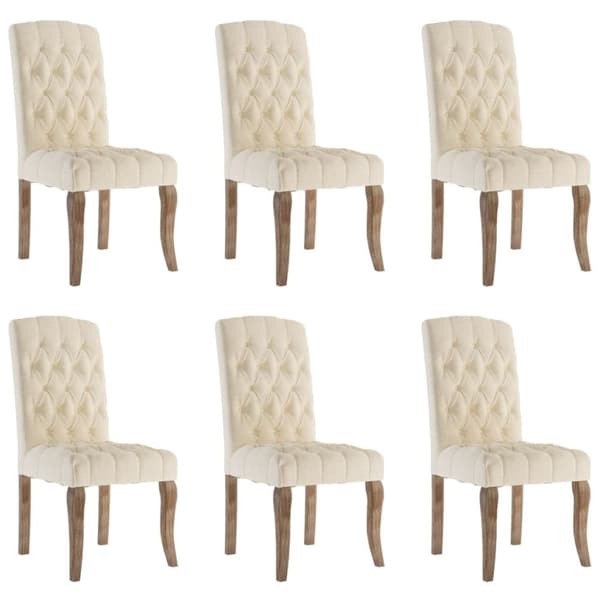 Matstolar 6 st beige linnedesign tyg