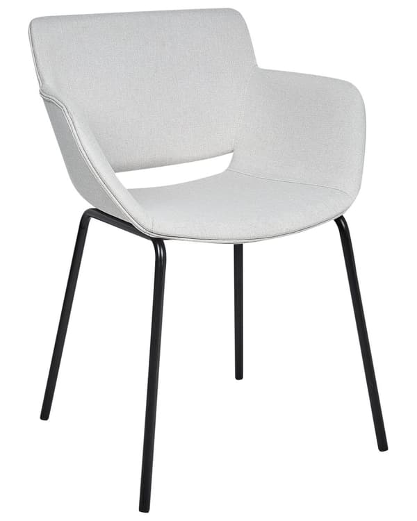 Sæt med 2 spisebordsstole Lysegrå polyesterbetræk Metalben Elegante spisestuemøbler