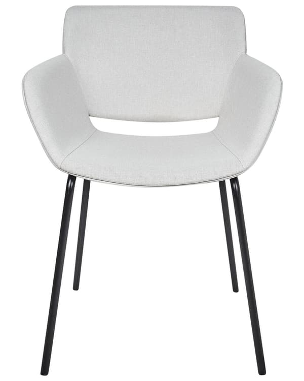 Sett med 2 Spisestoler Lysegrå Polyester Polstring Metallben Elegante Spisestuemøbler