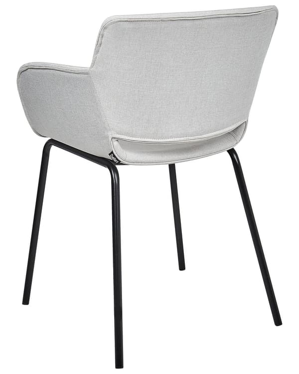 Sett med 2 Spisestoler Lysegrå Polyester Polstring Metallben Elegante Spisestuemøbler
