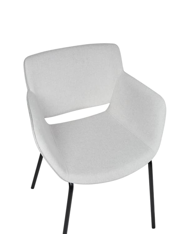 Sett med 2 Spisestoler Lysegrå Polyester Polstring Metallben Elegante Spisestuemøbler