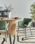 Miniatyrbilde 2 av 10: Sett med 2 Spisestoler Grønn Polyester Polstring Metallben Elegante Spisestuemøbler