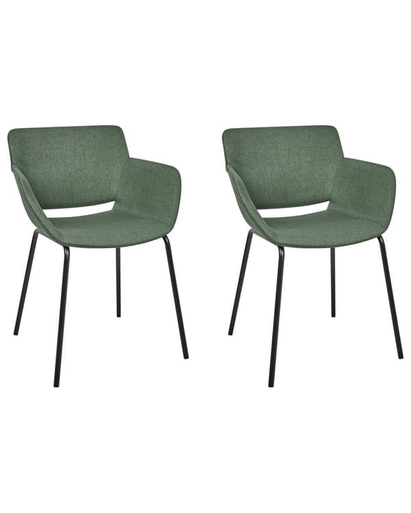 Matstolar 2 st Grön Polyesterklädsel Metallben Eleganta Matsalsmöbler Matrumsmöbler