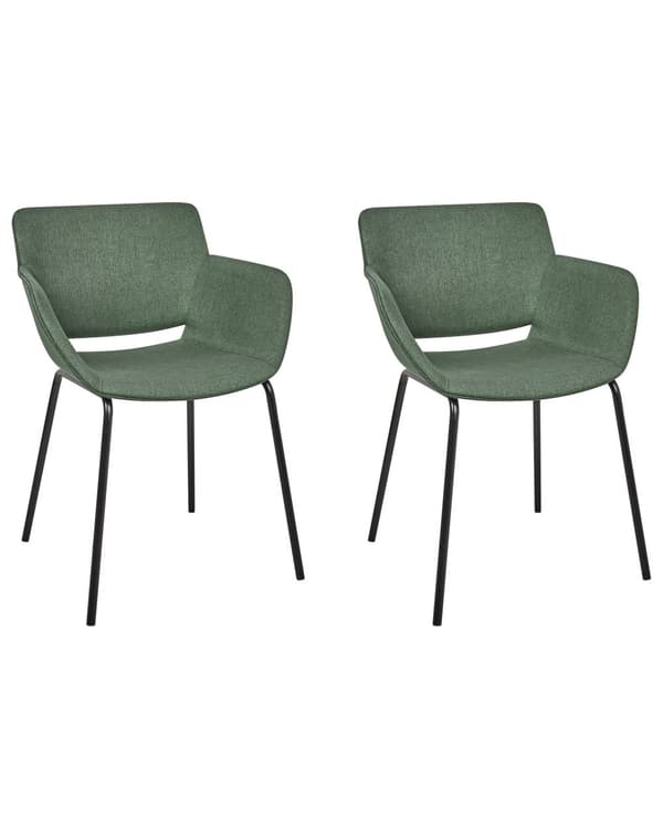 Matstolar 2 st Grön Polyesterklädsel Metallben Eleganta Matsalsmöbler Matrumsmöbler