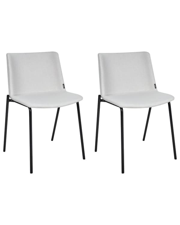 Matstolar 2 st Ljusgrå Polyester Tyg Metallben Stoppade Snyggt Matsal Matrum Matplats