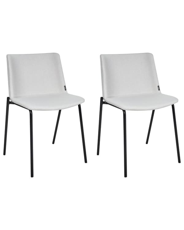 Matstolar 2 st Ljusgrå Polyester Tyg Metallben Stoppade Snyggt Matsal Matrum Matplats