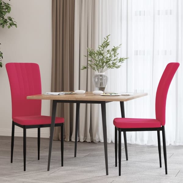 Pöytätuolit 2 kpl Viinipunainen samettipäällinen