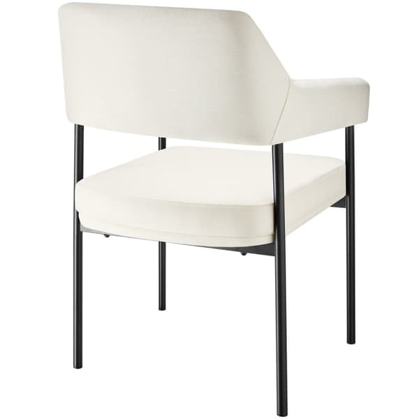 Polstret stol Doe, stålben - Velour look råhvid,Sæt med 4 stk.