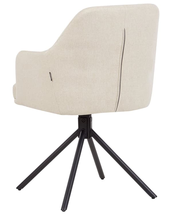 Sæt med 2 beige polstrede drejestole med sorte metalben lænestole til spisestue og stue i retrostil