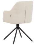 Miniatyrbillede 5 af 11: Sæt med 2 beige polstrede drejestole med sorte metalben lænestole til spisestue og stue i retrostil