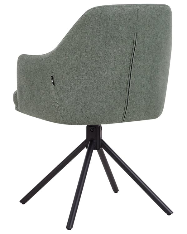 Spisebordsstole Grøn Polyester Sæt af 2 Stof Polstrede Spisestue Stole med Drejefunktion Spisestole med Armlæn Behagelige Design