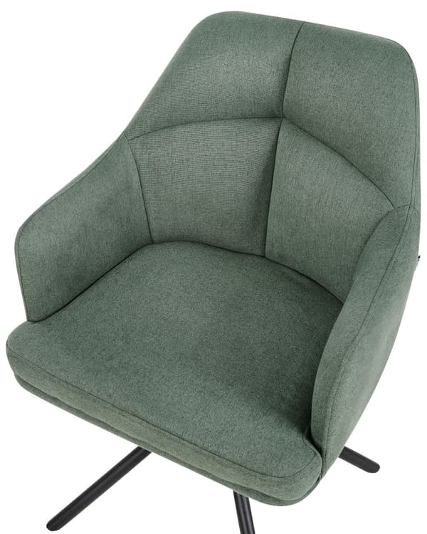 Spisebordsstole Grøn Polyester Sæt af 2 Stof Polstrede Spisestue Stole med Drejefunktion Spisestole med Armlæn Behagelige Design