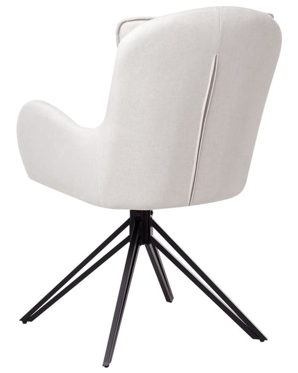 Spisebordsstole Beige Polyester Sæt af 2 Stof Polstrede Spisestue Stole med Drejefunktion Spisestole med Armlæn Behagelige Design