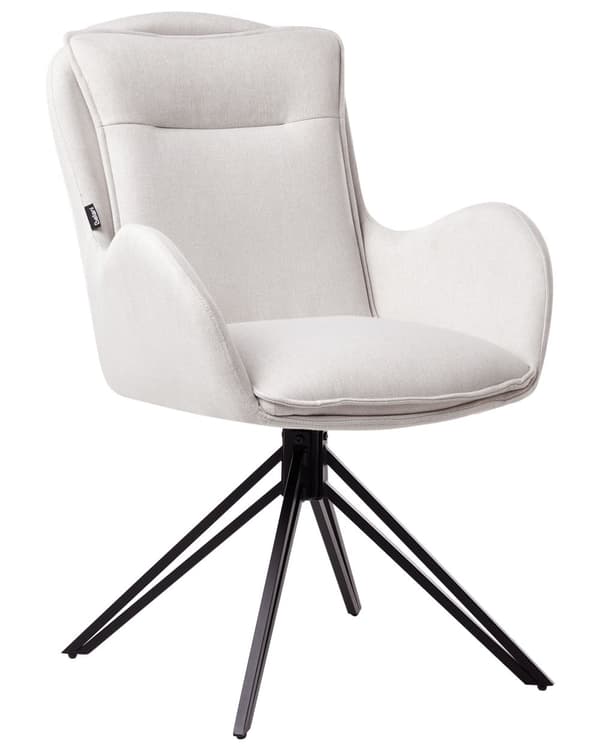 Spisebordsstole Beige Polyester Sæt af 2 Stof Polstrede Spisestue Stole med Drejefunktion Spisestole med Armlæn Behagelige Design