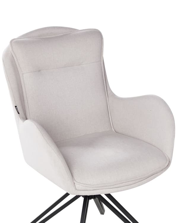 Spisebordsstole Beige Polyester Sæt af 2 Stof Polstrede Spisestue Stole med Drejefunktion Spisestole med Armlæn Behagelige Design