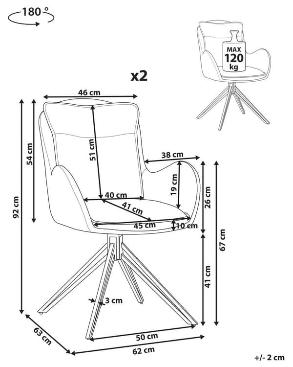Spisebordsstole Mintgrøn Polyester Sæt af 2 Stof Polstrede Spisestue Stole med Drejefunktion Spisestole med Armlæn Behagelige Design