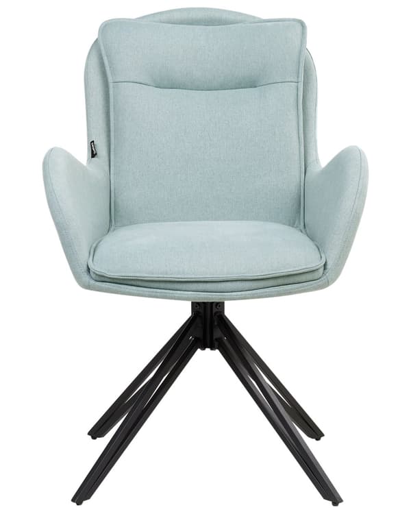 Spisebordsstole Mintgrøn Polyester Sæt af 2 Stof Polstrede Spisestue Stole med Drejefunktion Spisestole med Armlæn Behagelige Design