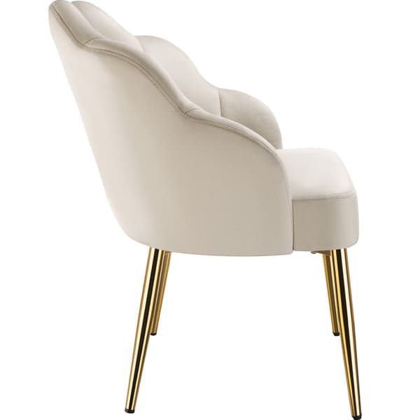 Stol Hellen, polstret med fløjlbetræk - creme/guld,Sæt med 2 stk.