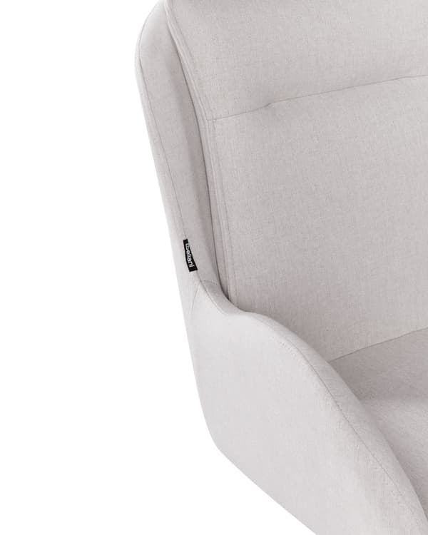 Sett med 2 Spisestoler Lys Beige Stoff med armer Vattert Ryggstøtte Svarte Metallben Retro Tradisjonell Stil