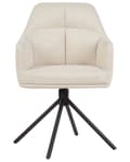 Miniatyrbilde 4 av 11: Sett med 2 Svingbare Spisestoler Beige Stoff med Armer Ryggstøtte Svart Metall Ben Retro Tradisjonell