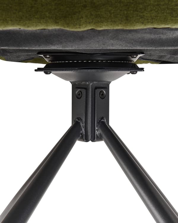 Sett med 2 Spisestoler i Mørkegrønt Stoff med Armer Quiltet Rygg Svart Metall Ben Retro Transitional